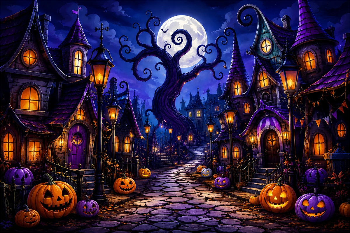 Halloween-KulisseVerspielte Kürbisdorf-Straßenkulisse Für Halloween ZTT67-16