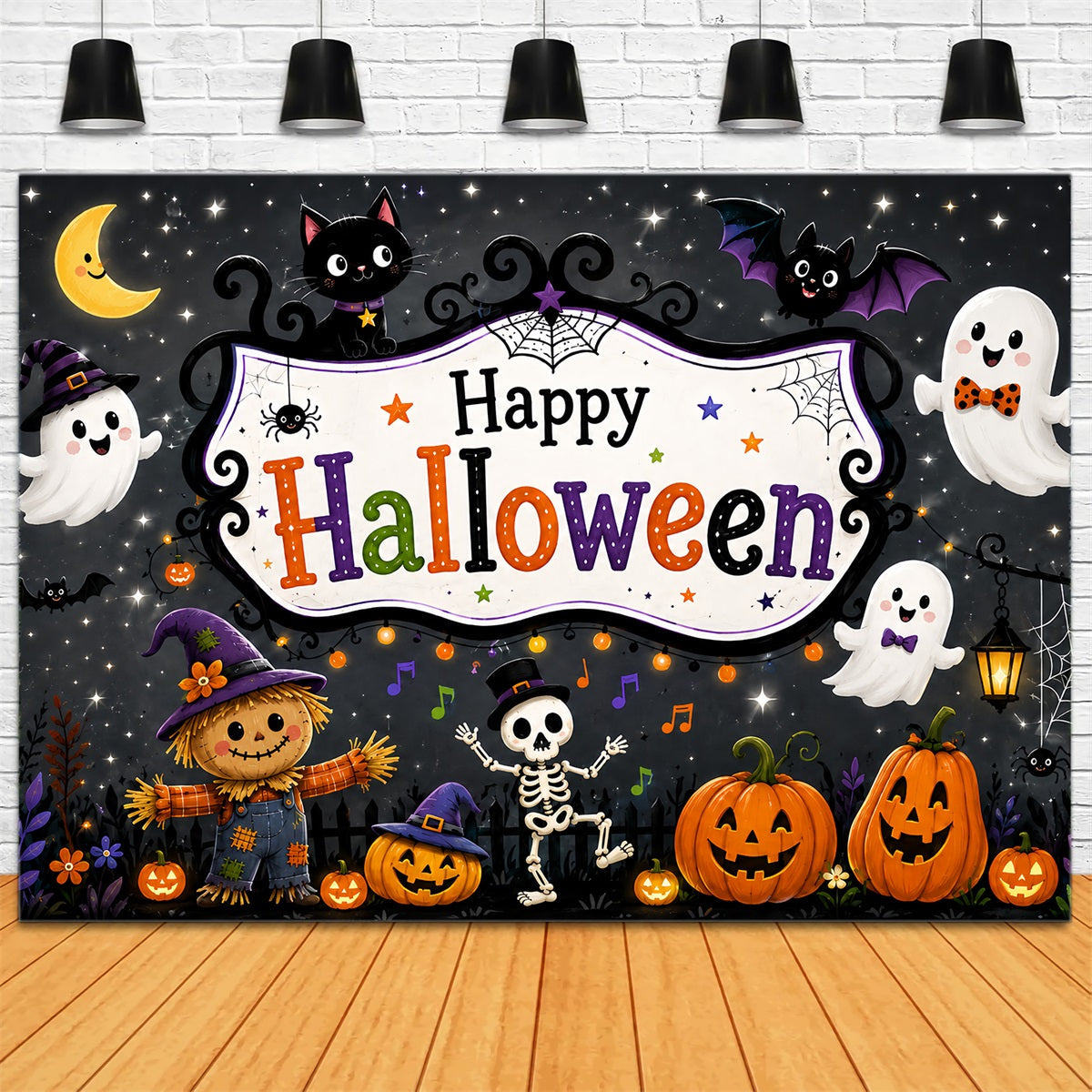 Niedliche Halloween-Hintergründe Niedliche Geister-Skelett-Party-Halloween-Hintergründe Szenenbildner ZTT67-26
