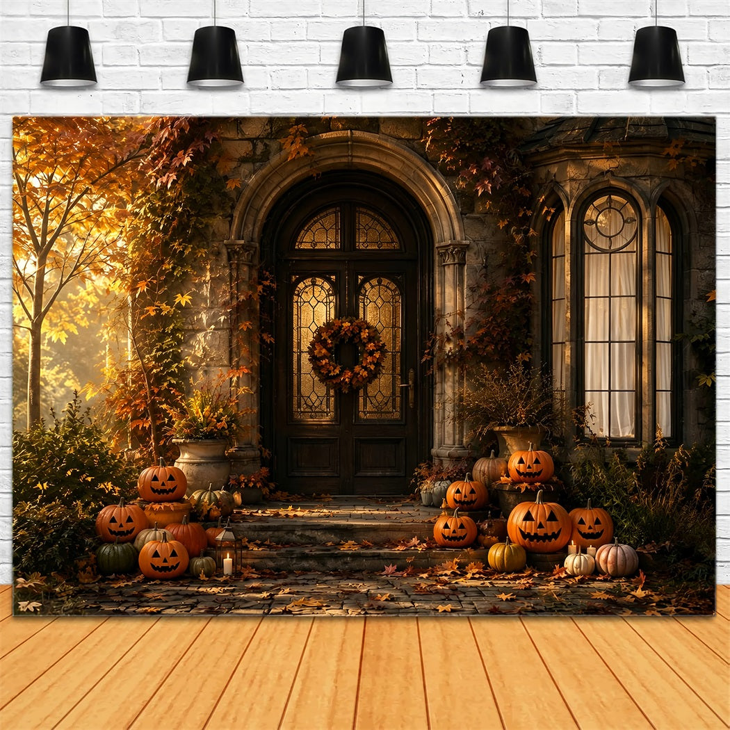 Halloween-Fotohintergrund Für DraußenHerbstkürbis-Veranda-Hintergründe ZTT67-31