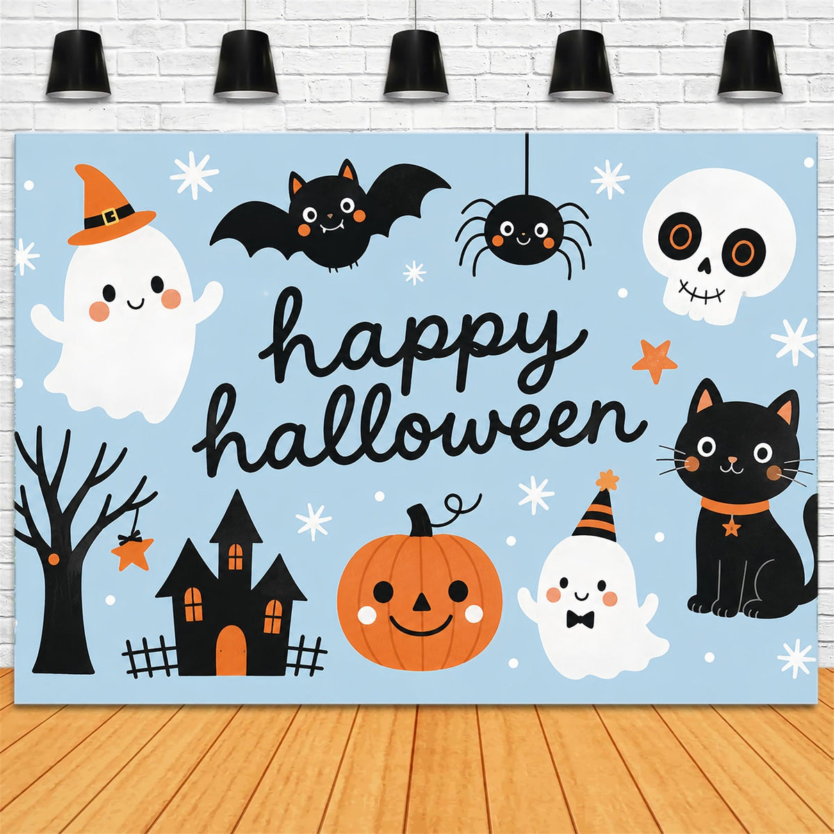 Niedlicher Halloween-Fotohintergrund Mit Geisterkatze Und Kürbismotiv ZTT67-33