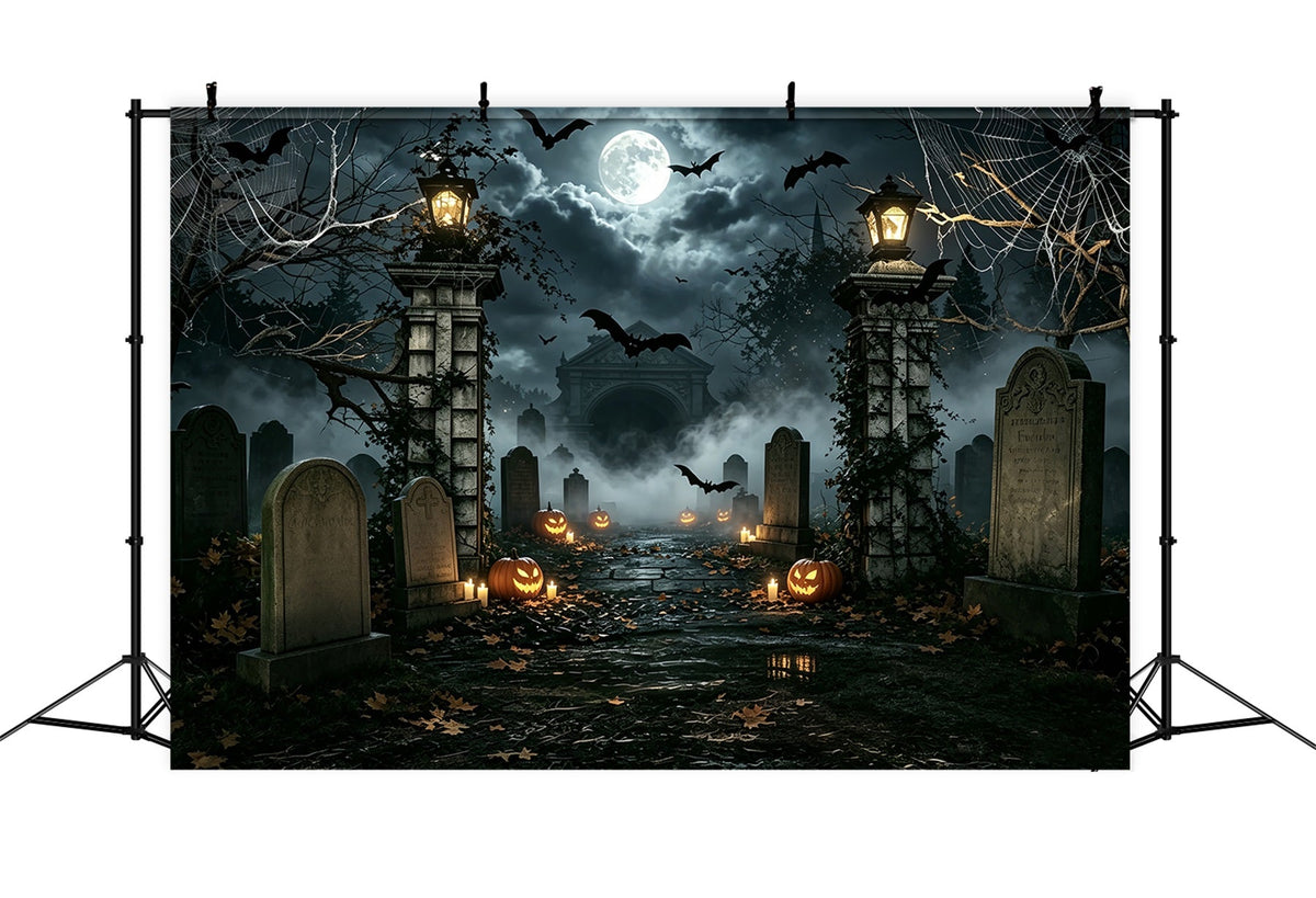 Halloween-Ballon-Hintergrund Spinnennetz-Kürbis-Friedhofseingang Halloween-Themen-Hintergrund ZTT67-50