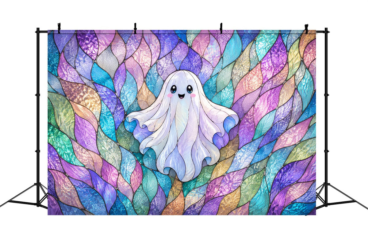 Hintergrund Aus Buntglas Wandteppich Geist Pastell Niedlicher Geist Halloween-Hintergründe Für Fotografie ZTT67-71