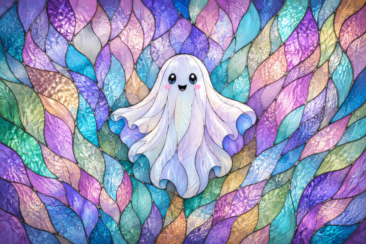 Hintergrund Aus Buntglas Wandteppich Geist Pastell Niedlicher Geist Halloween-Hintergründe Für Fotografie ZTT67-71