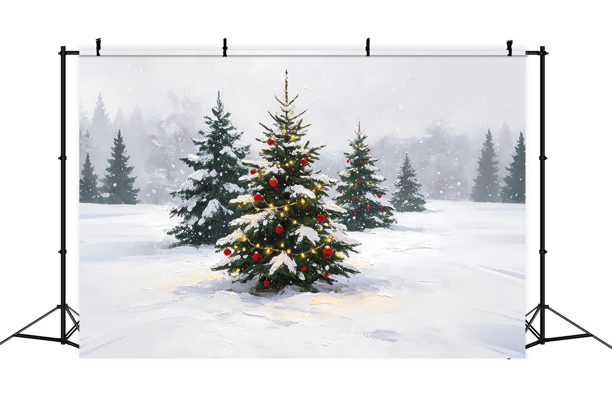 Winterliche Weihnachtskulisse Verschneiter, Bunter Kiefernwald Weihnachtskulisse ZTT69-12