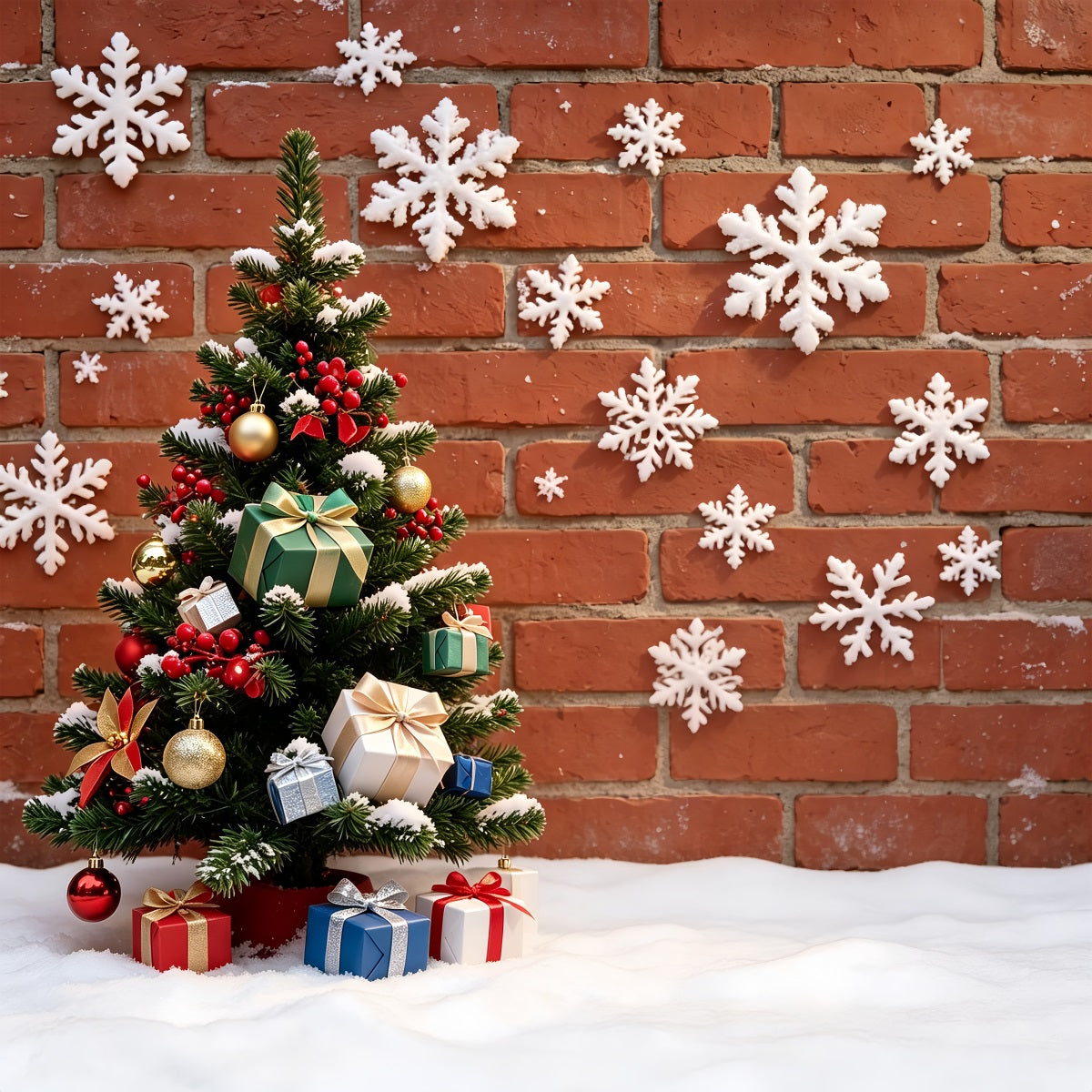 Weihnachtsschneeflocken-Hintergrund Schneedekor Für Backsteinmauern, Bäume Usw. Weihnachtshintergrund ZTT69-16
