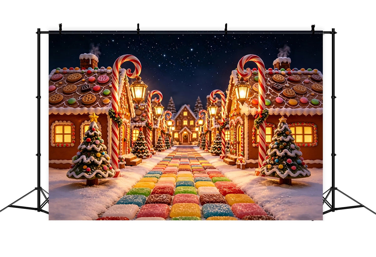 Weihnachtskulisse Candyland Lebkuchen-Süßigkeitendorf Weihnachts-Fotografie-Hintergrund ZTT69-17
