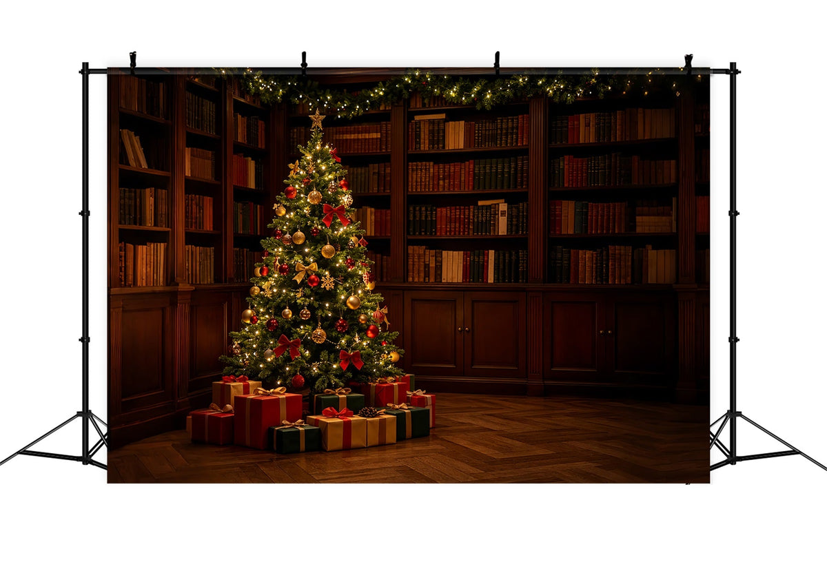 Weihnachtskulisse Für Den Innenbereich Dunkle Bibliotheksbaumecke Professionelle Weihnachtskulissen ZTT69-18