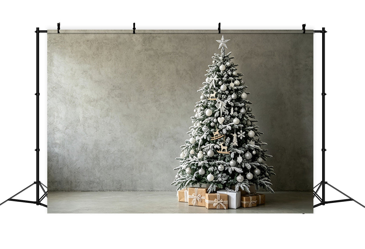 Einfacher Weihnachtshintergrund Weiß Bereifte Baumecke Weihnachts-Fotohintergründe ZTT69-23