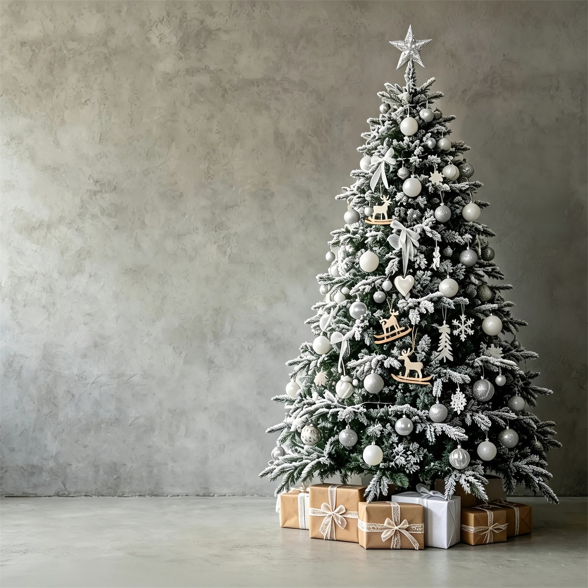 Einfacher Weihnachtshintergrund Weiß Bereifte Baumecke Weihnachts-Fotohintergründe ZTT69-23