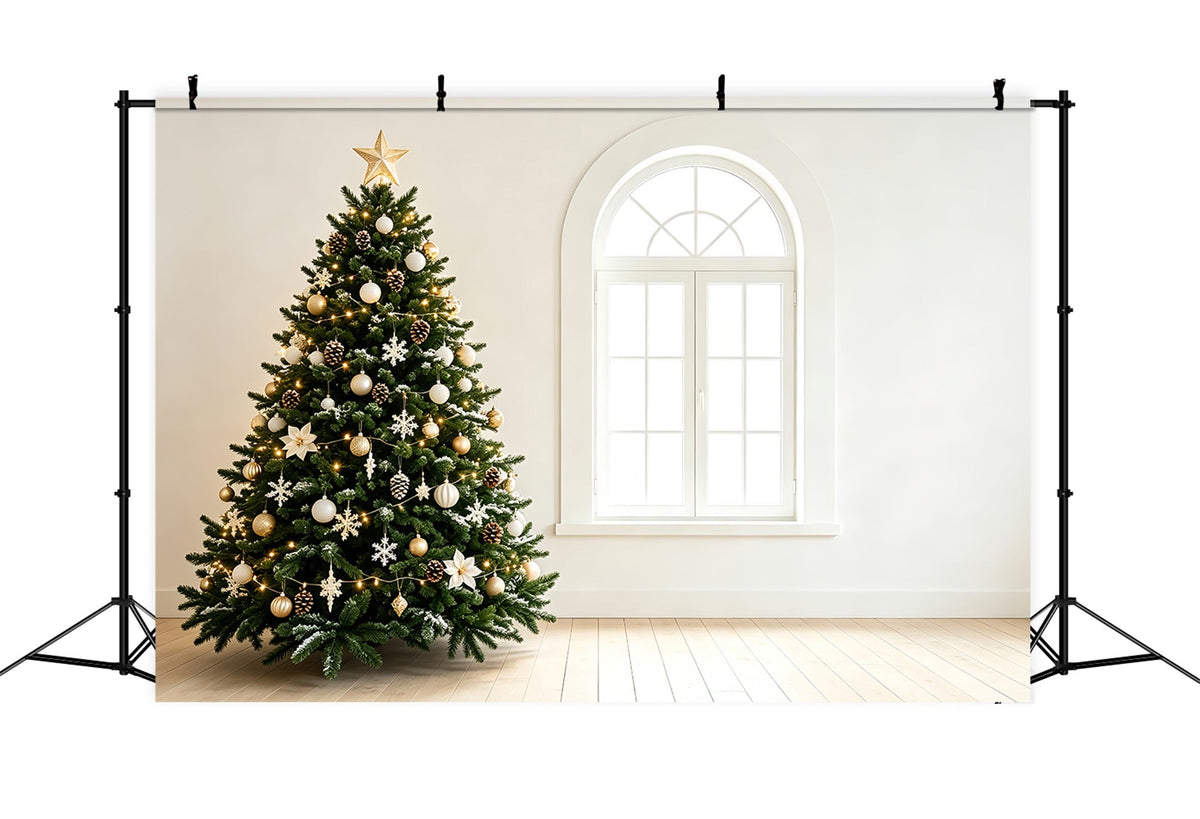 Einfacher Weihnachtshintergrund Elegantes Baumfenster-Interieur Professionelle Weihnachtskulisse ZTT69-43