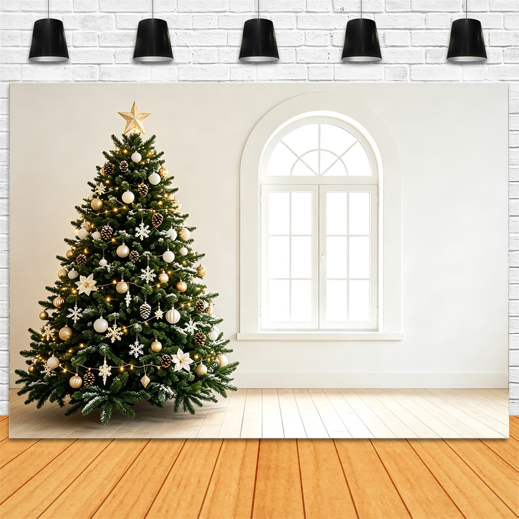Einfacher Weihnachtshintergrund Elegantes Baumfenster-Interieur Professionelle Weihnachtskulisse ZTT69-43