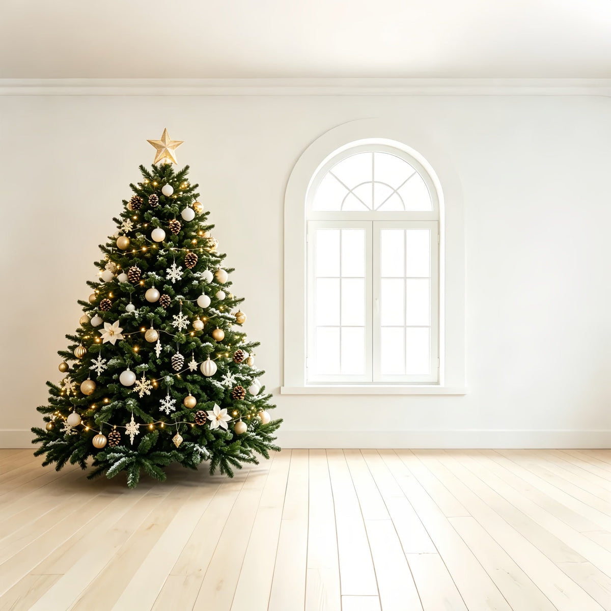 Einfacher Weihnachtshintergrund Elegantes Baumfenster-Interieur Professionelle Weihnachtskulisse ZTT69-43
