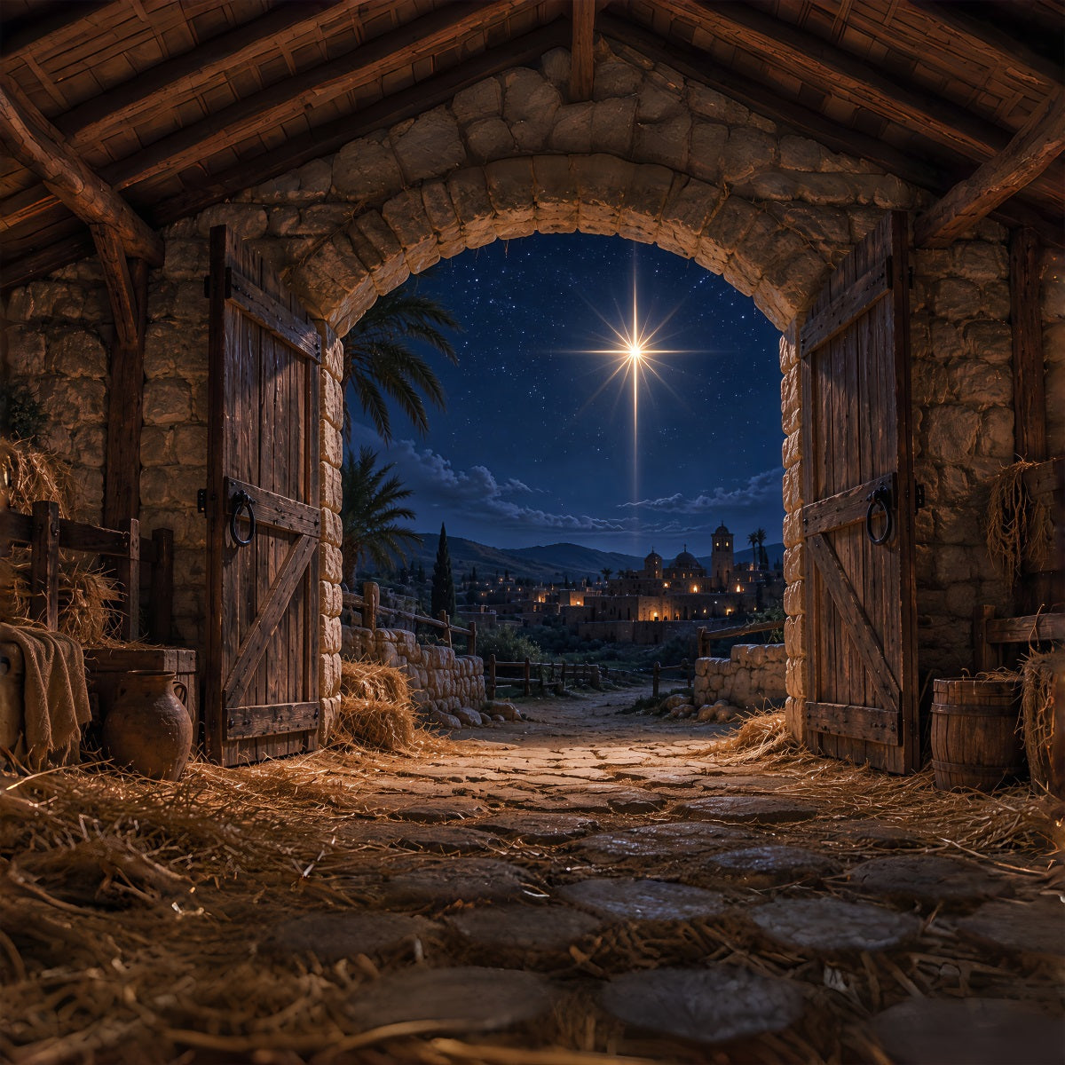 Bethlehem Hintergrund Bethlehemstern Stall Nacht Krippe ZTT69-59