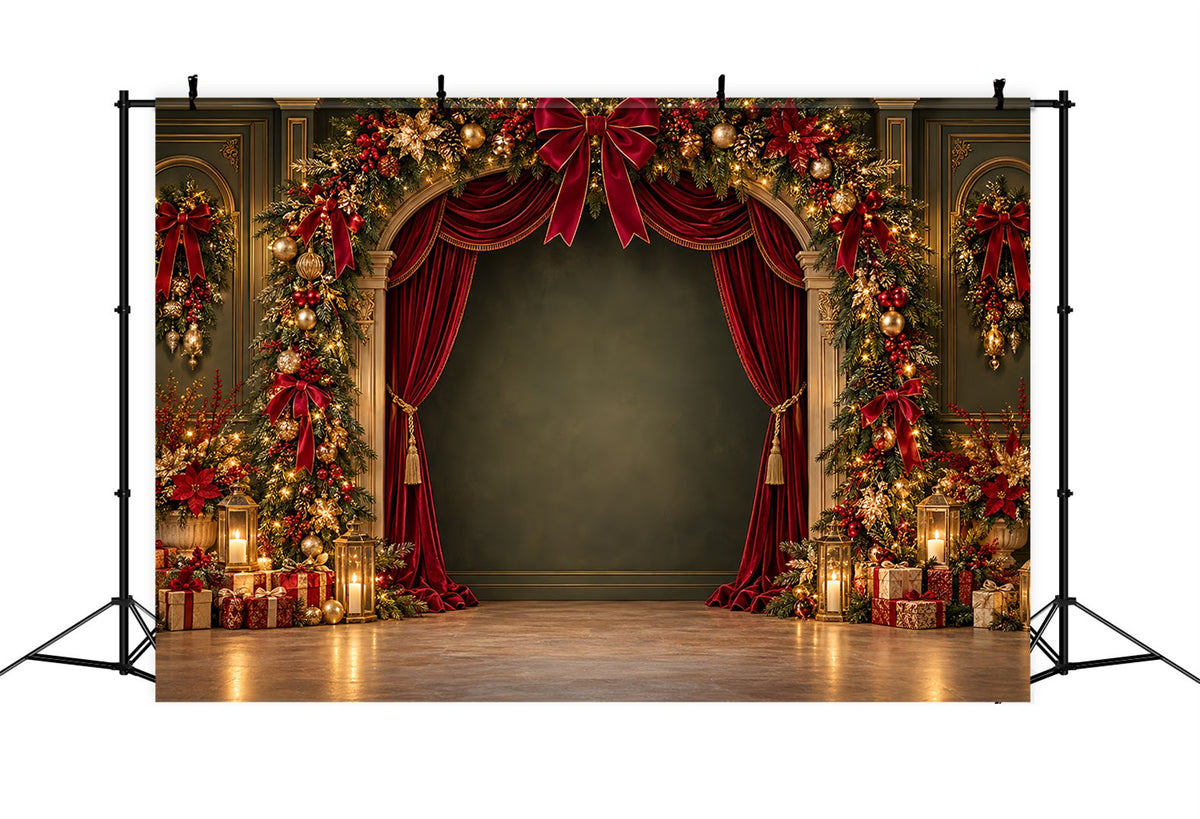 Weihnachtlicher Bühnenhintergrund Samt Girlandenbogen Dekoration ZTT69-73