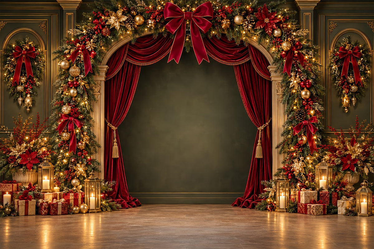 Weihnachtlicher Bühnenhintergrund Samt Girlandenbogen Dekoration ZTT69-73