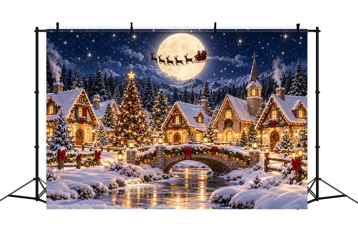 Santa Fotohintergrund Mondbeschienener Santa Dorf Flug ZTT69-74