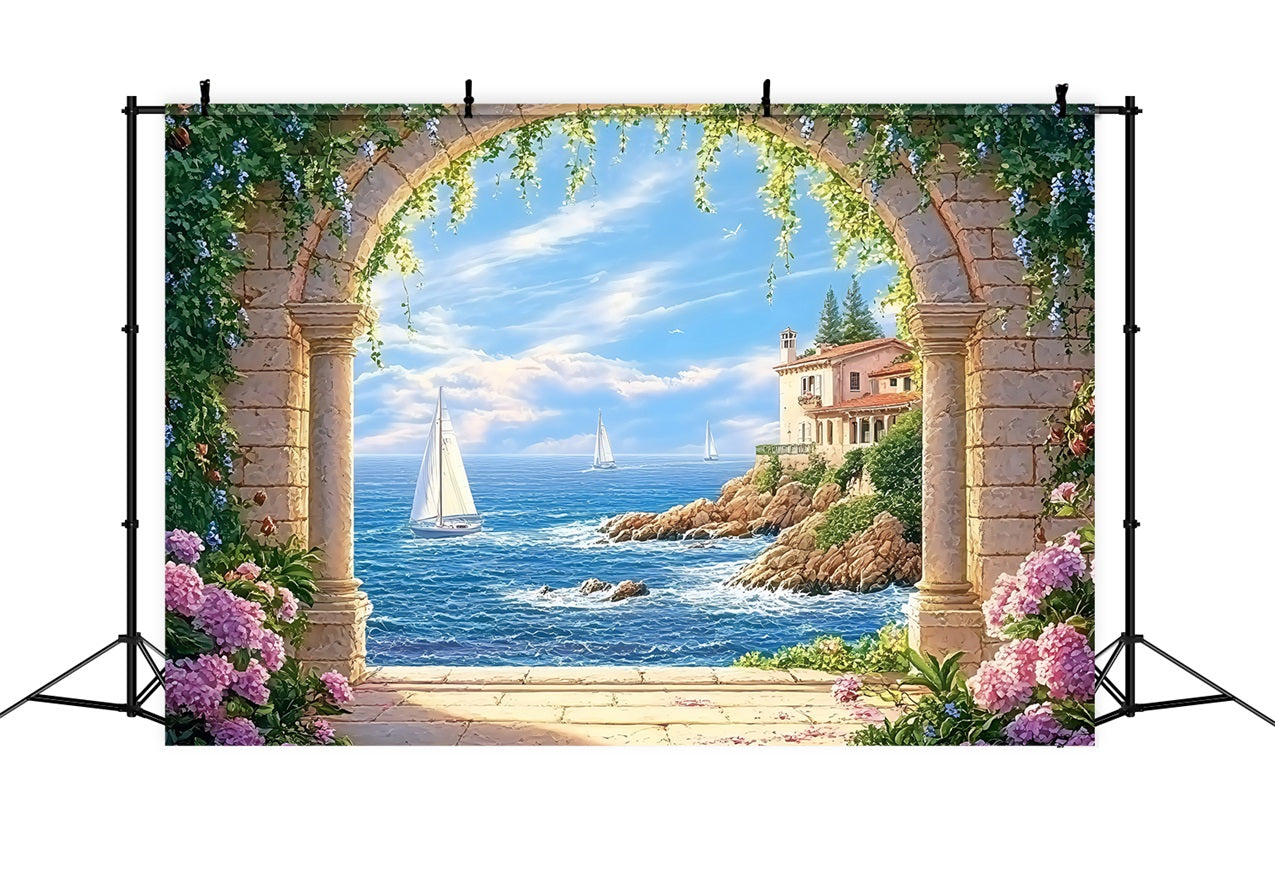 Strand Backdrops Steinbogen Meer Sommer Backdrop ZXY3-11