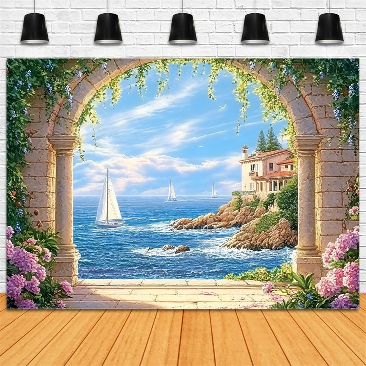 Strand Backdrops Steinbogen Meer Sommer Backdrop ZXY3-11