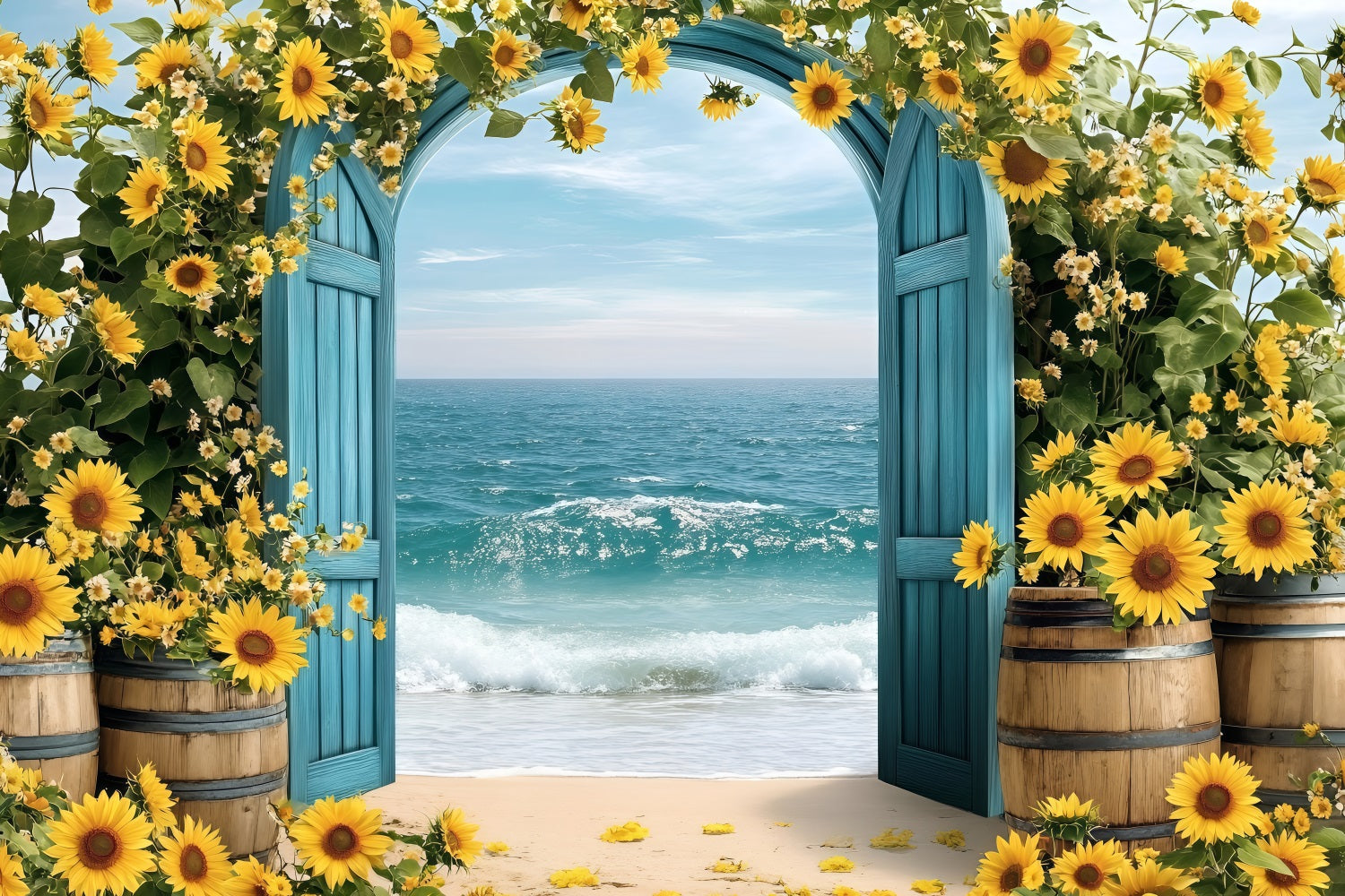 Sonnenblume Fotohintergrund Strandbogen Sommerhintergrund ZXY3-17