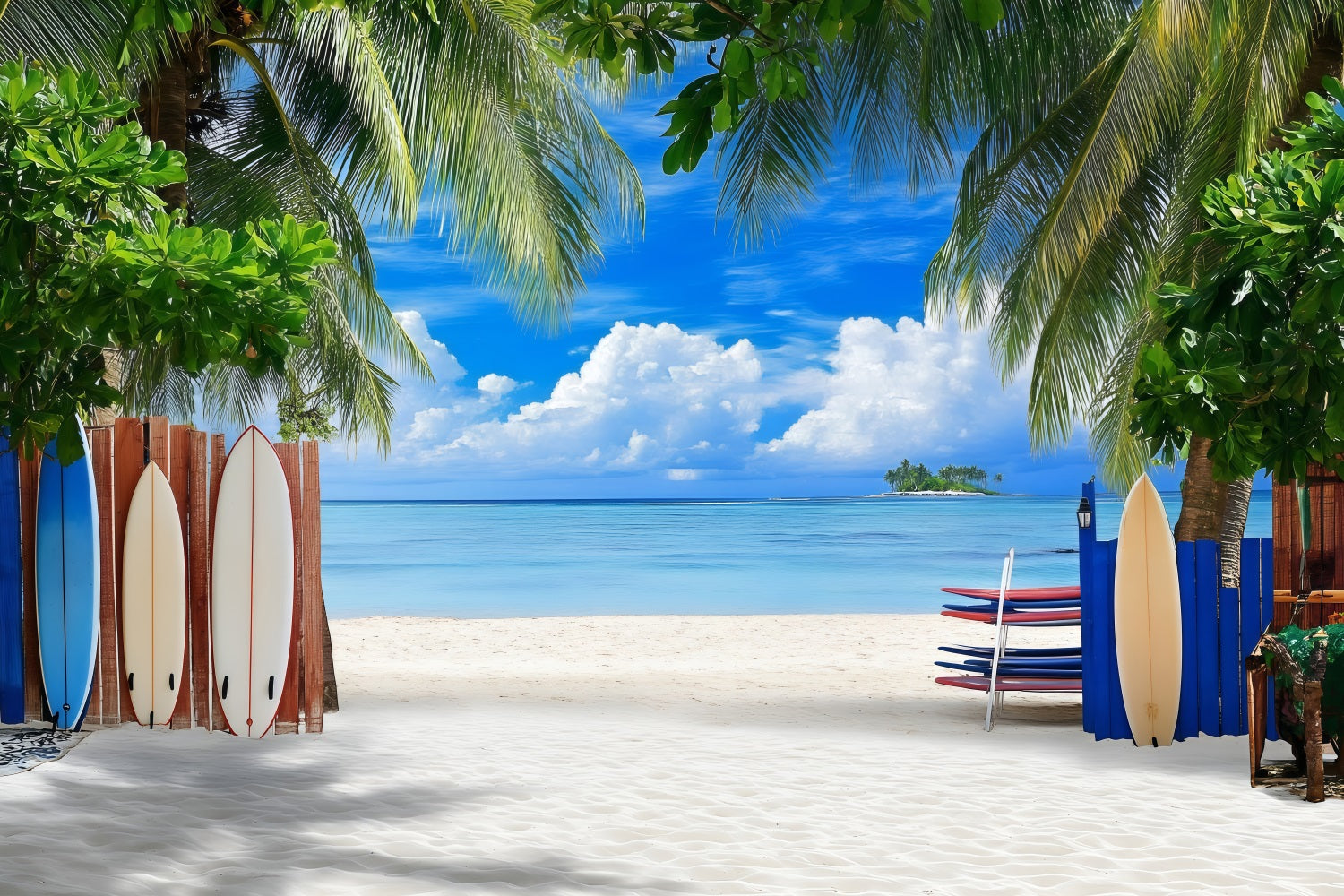 Strand Fotohintergrund Tropische Surfbretter Sommerhintergrund ZXY3-23