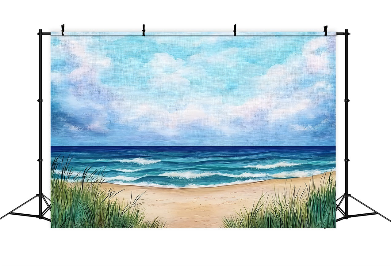 Strand Szenerie Hintergrund Gemaltes Meer Horizont Sommer Hintergrund ZXY3-27