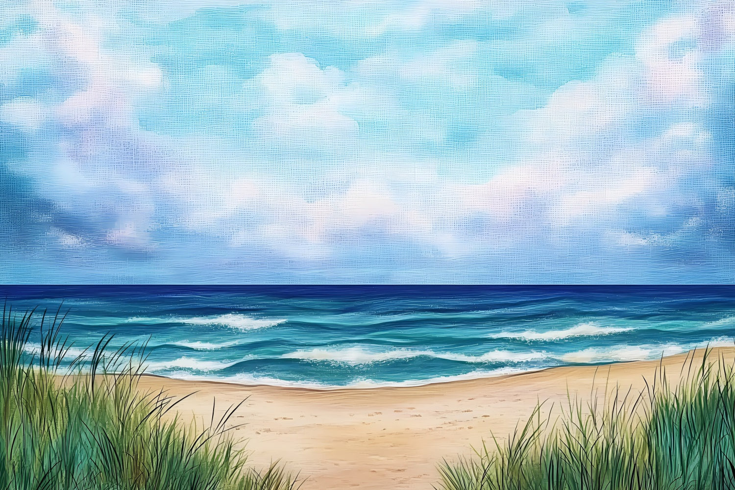 Strand Szenerie Hintergrund Gemaltes Meer Horizont Sommer Hintergrund ZXY3-27