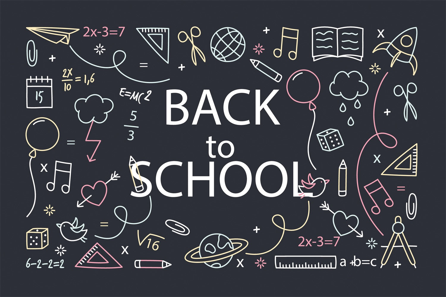 Back to School Bunte Doodles Kreidetafel Backdrop BRP7-16