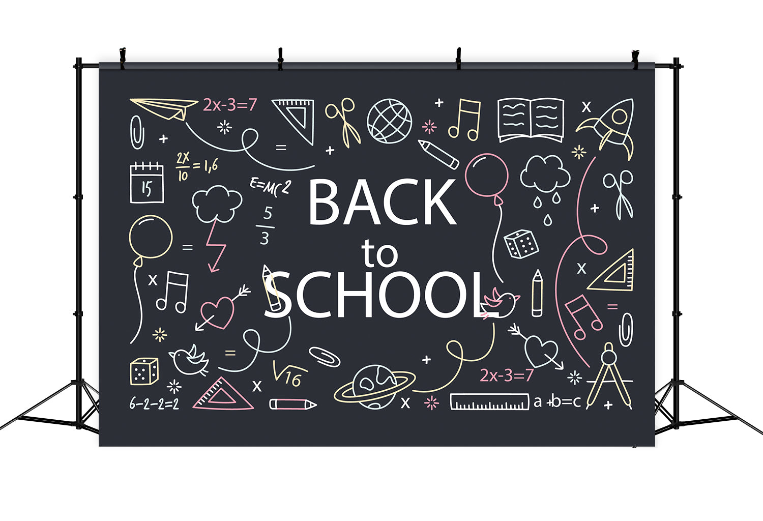 Back to School Bunte Doodles Kreidetafel Backdrop BRP7-16