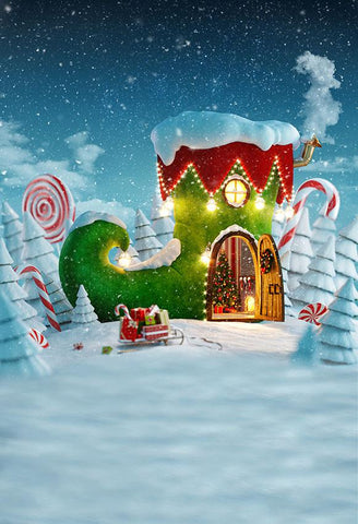 Weihnachts Boot Haus Schnee Fotografie Hintergrund LV-985（NUR 1）
