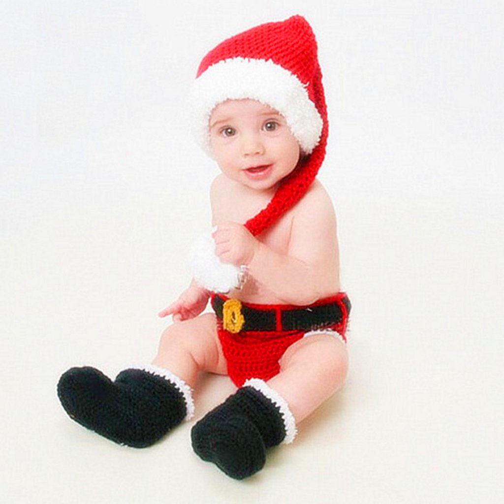 Neugeborenes Baby Weihnachten Weihnachtsmann gestrickt gehäkelt Fotografie Prop Kostüm Outfits