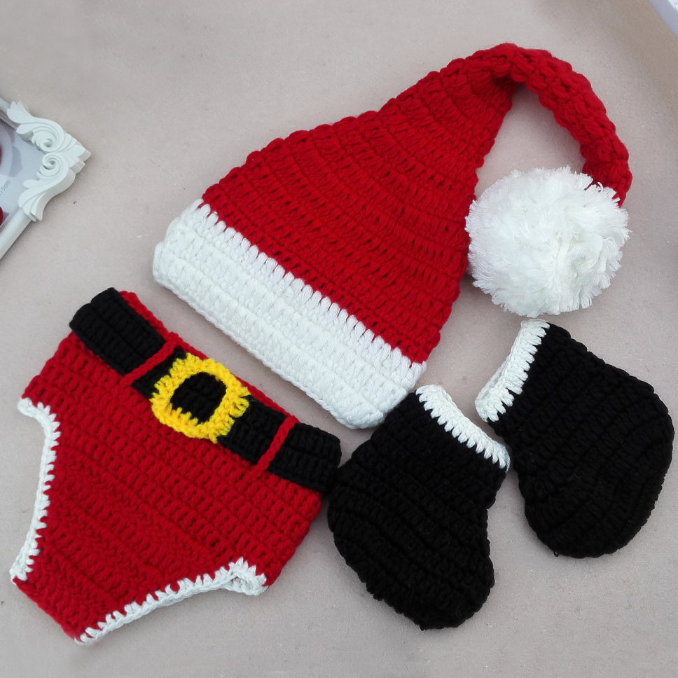 Neugeborenes Baby Weihnachten Weihnachtsmann gestrickt gehäkelt Fotografie Prop Kostüm Outfits