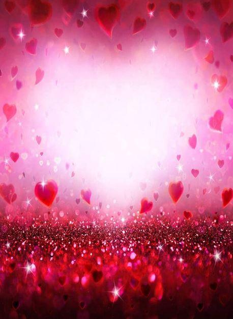 Red Pink Hearts Sparkle  Backdrop for Valentine Photos VAT-41
