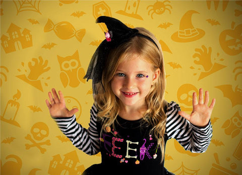 Gelber Kürbis Halloween-Hintergrund für Kinder-Fotografie DBD-19001
