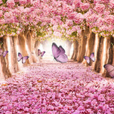 Rosa Blumenbaum mit Schmetterlingen Hintergrund S-2719