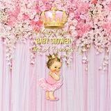 Rosafarbene Blumen und Kronen-Baby-Hintergrund