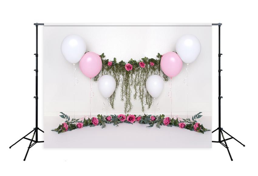 Blumenballons Hintergrund für Geburtstags-Babyparty Entworfen von Beth