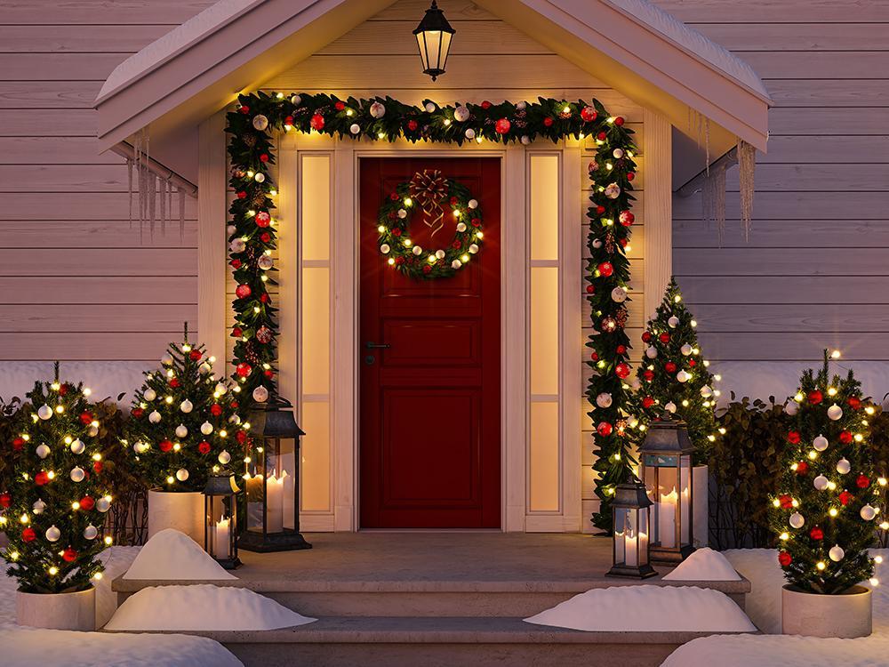 Christmas Red Door Background Photography Backdrops DBD-19326