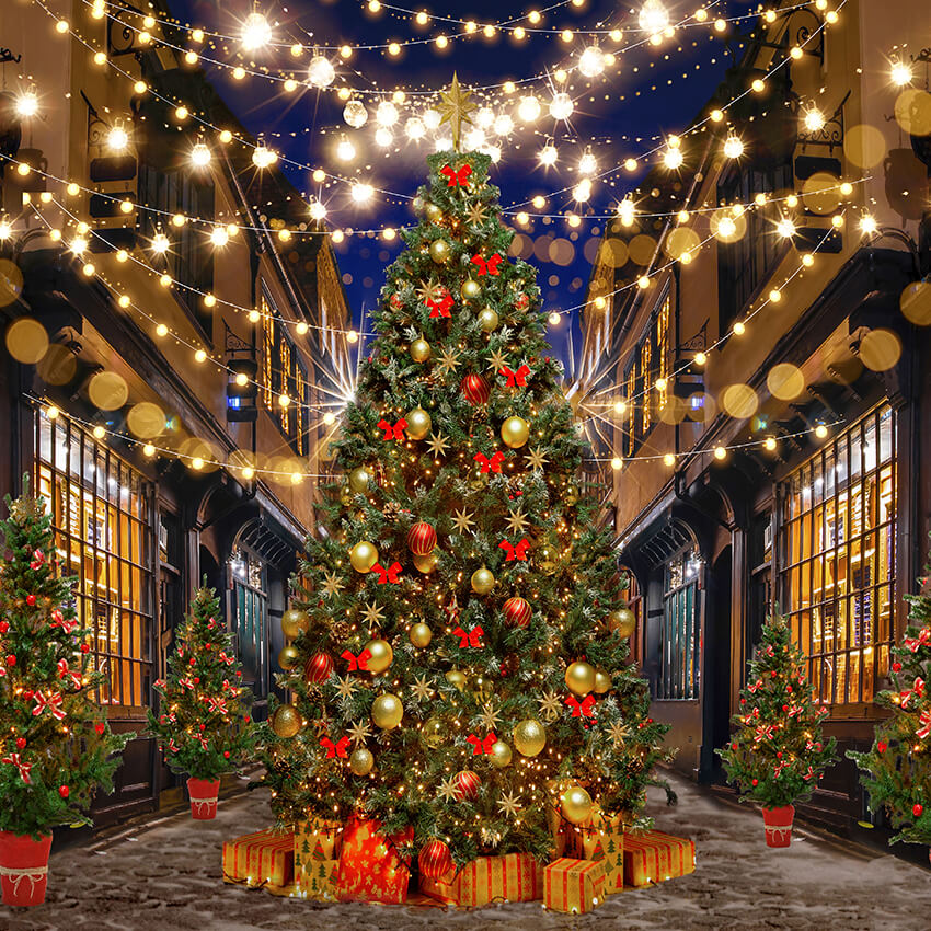 Weihnachtsbaum-Neujahrsfeier-Hintergrund D1000