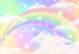 Rainbow Clouds Twinkling Stars Magical Backdrop