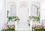 House Doorway Flowers Decorated Door Backdrop