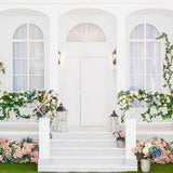 Haustür mit Blumen verzierter Türhintergrund D1019