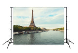 Paris Eiffel Tower Seine Backdrop for Photo Studio D120