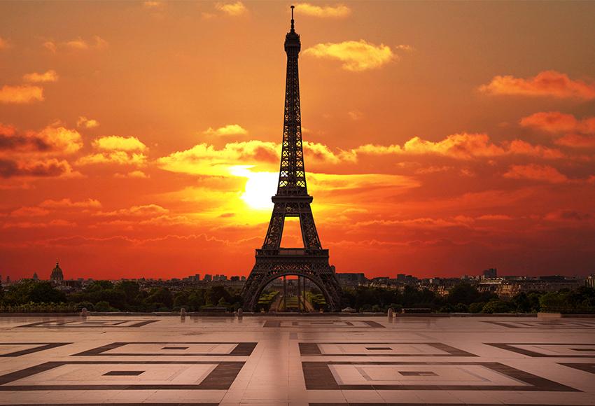 Eiffel Tower Beautiful Sunset Paris City Backdrop for Photography D123