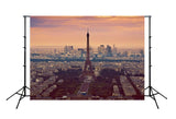 Eiffel Tower Backdrop Paris Landmark Fountain Sunset Scene Backdrop for Photos D127