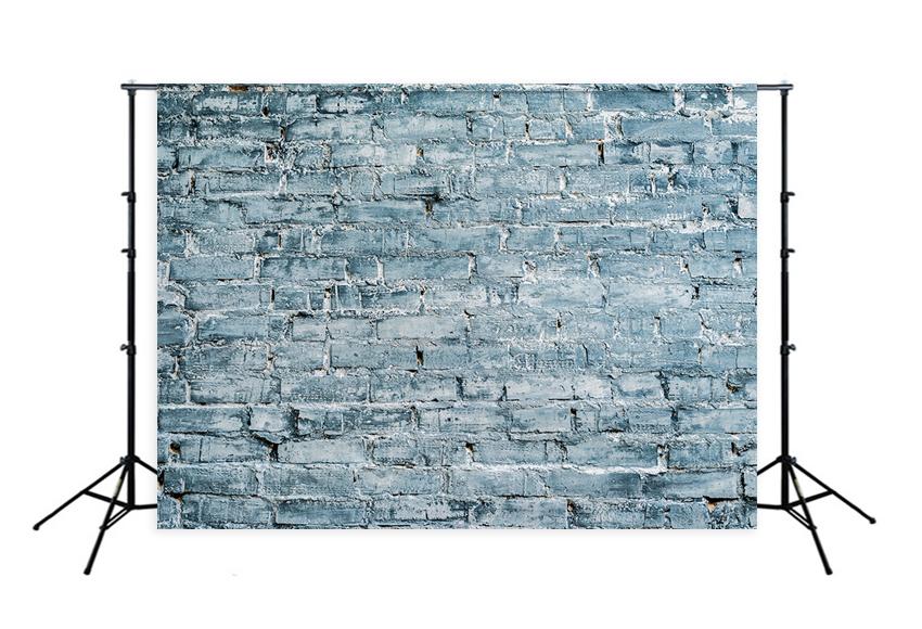 Cyan Old Brick Wall Texture Backdrops for Photo Shoot D141