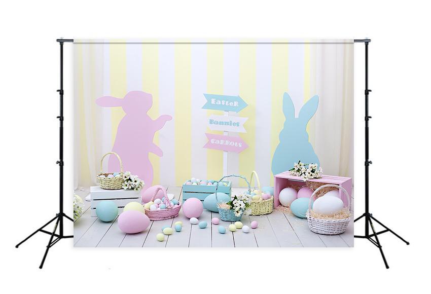 Easter Eggs Bunny Happy Easter Photography Backdrop SH560