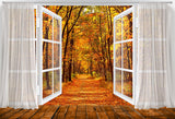 Fall Scene Outside The Window Photography Backdrop