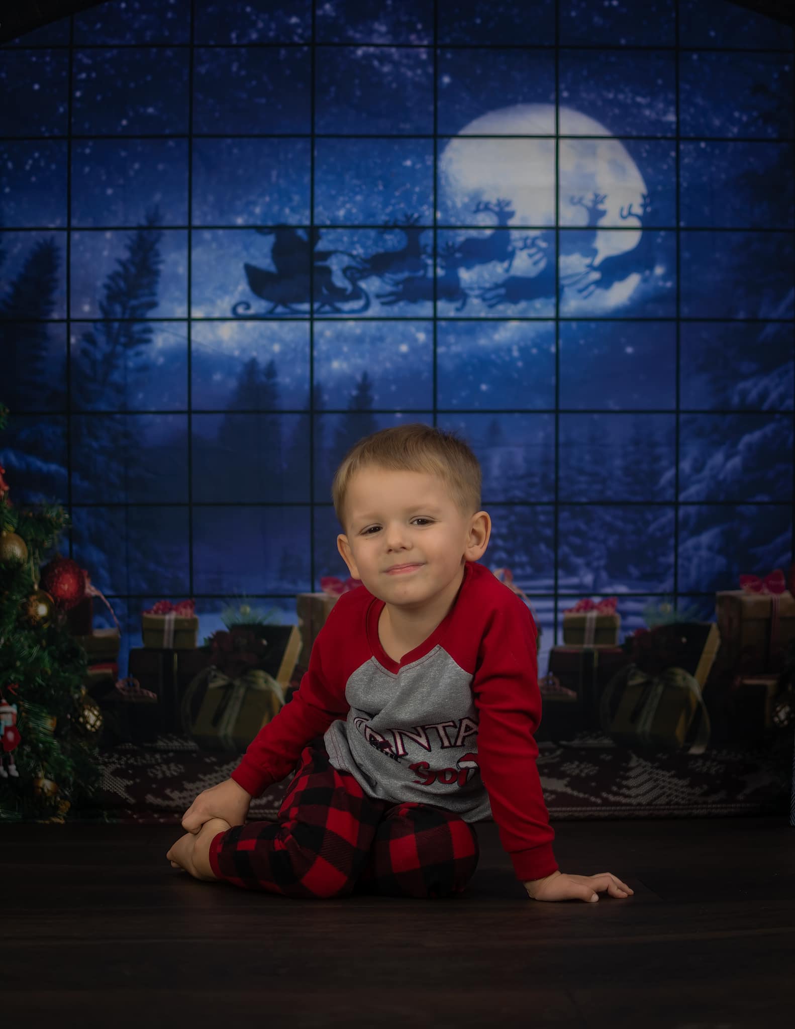 Weihnachtsbaum Fenster Geschenk Fotografie Hintergrund D822