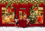 Christmas Shop Nutcracker Red Backdrop for Photography