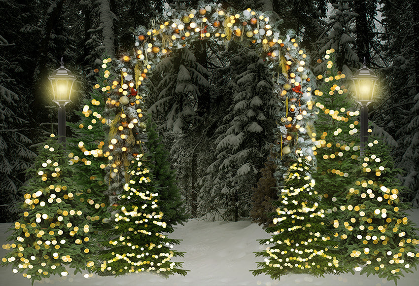 Twinkle Christmas Trees Lights Garden Photography Backdrop